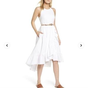 EUC 1901 White Cotton Halter High Low Dress Size 6